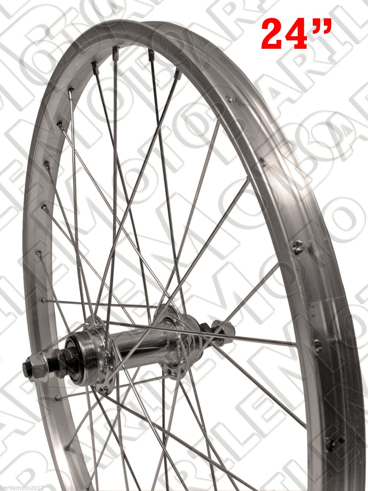 Ruota Posteriore Bici 24'' MTB Completa Di Copertone E Camera D'Aria - Cerchio Alluminio 36 Fori, Mozzo 6/7V, Per Mountain Bike E City Bike