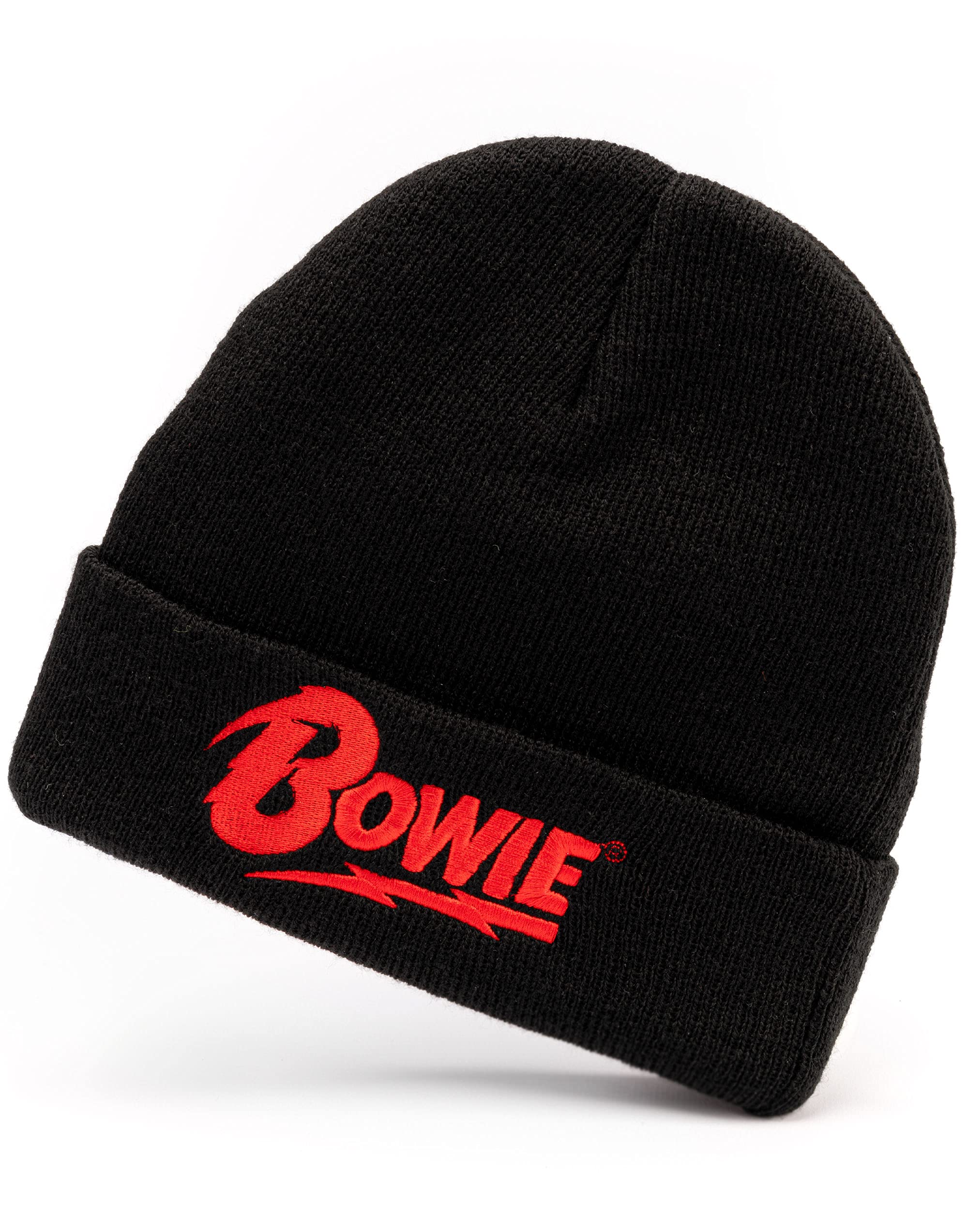 Bowie Men's Black David Beanie Hat For & Wo | Unisex Soft Woolly Glam Rock Band Cap | Music Cd Merchandise One Size Winter Hat One Size