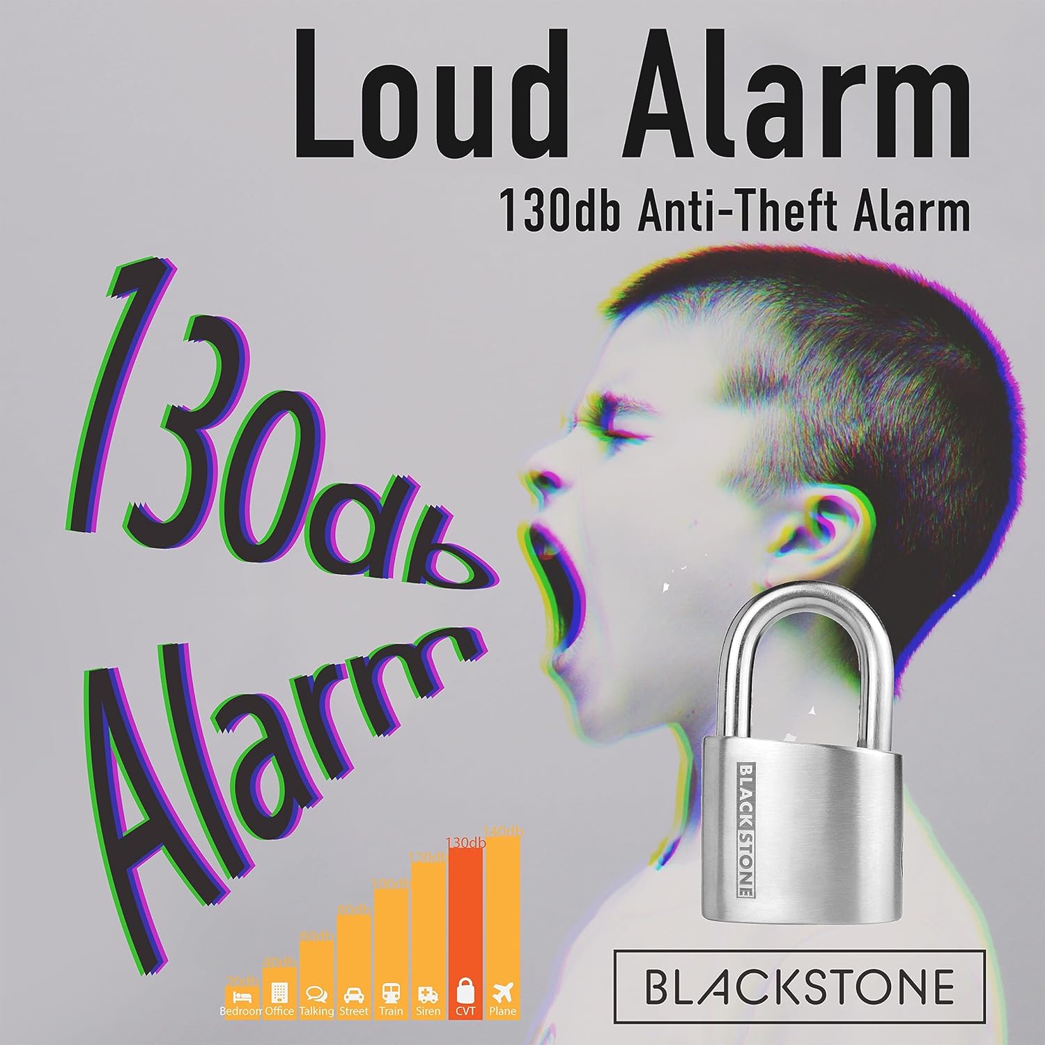 Crystal Vision Anti-Theft Loud 130db Alarm Lock Weather Proof Heavy Duty Multi Purpose (12mm)