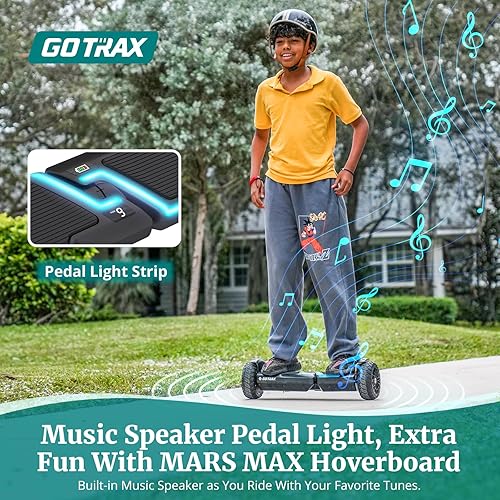 Miniatura 3 de Gotrax Mars MAX - Aeropatineta con ruedas de 6.5 pulgadas y altavoz de música, rango de 5 millas y 6.2 mph superior con motor dual de 250 W,
