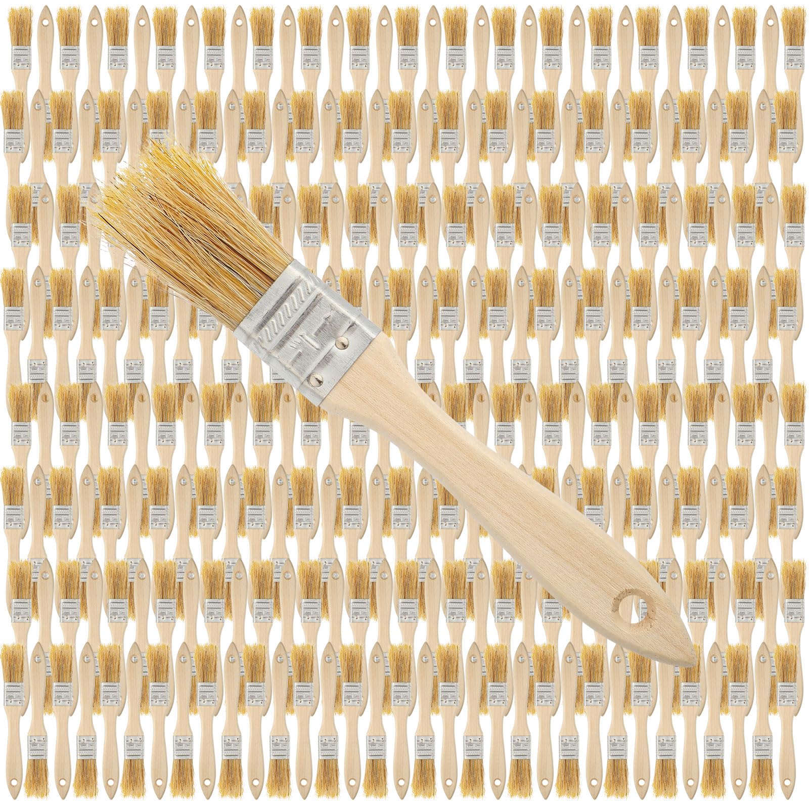 Nuogo 250 pinceles de pintura de virutas de 2,5 cm, multiuso, pinceles de pintura a granel, cepillo de cerdas para el hogar con mango de madera para pintar y teñir