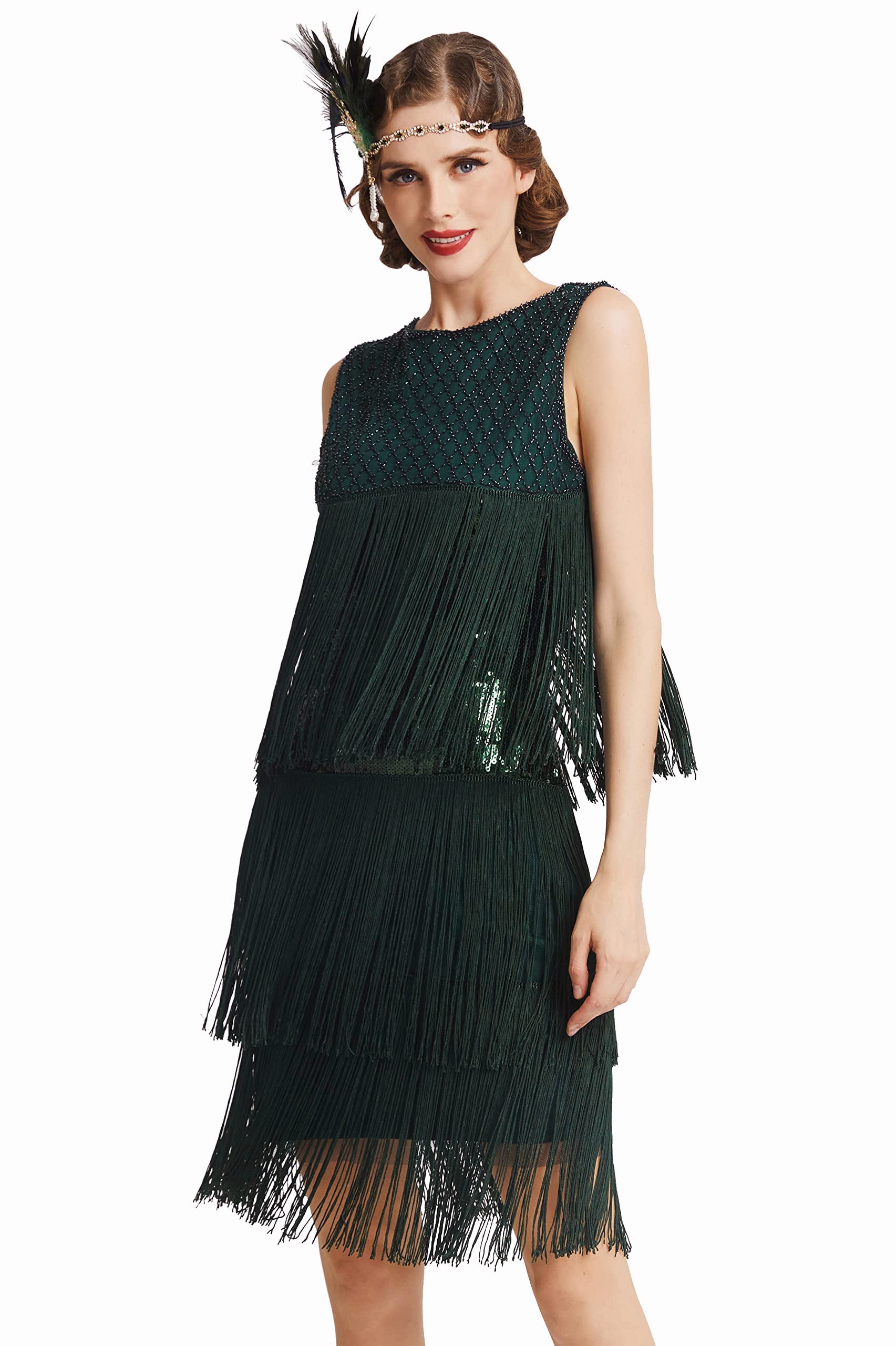 Sukienka damska Charleston w stylu lat 20., długość do kolan, na imprezę koktajlową, na imprezę w stylu lat 20. XX wieku, Flapper Damska sukienka kostiumowa Gatsby