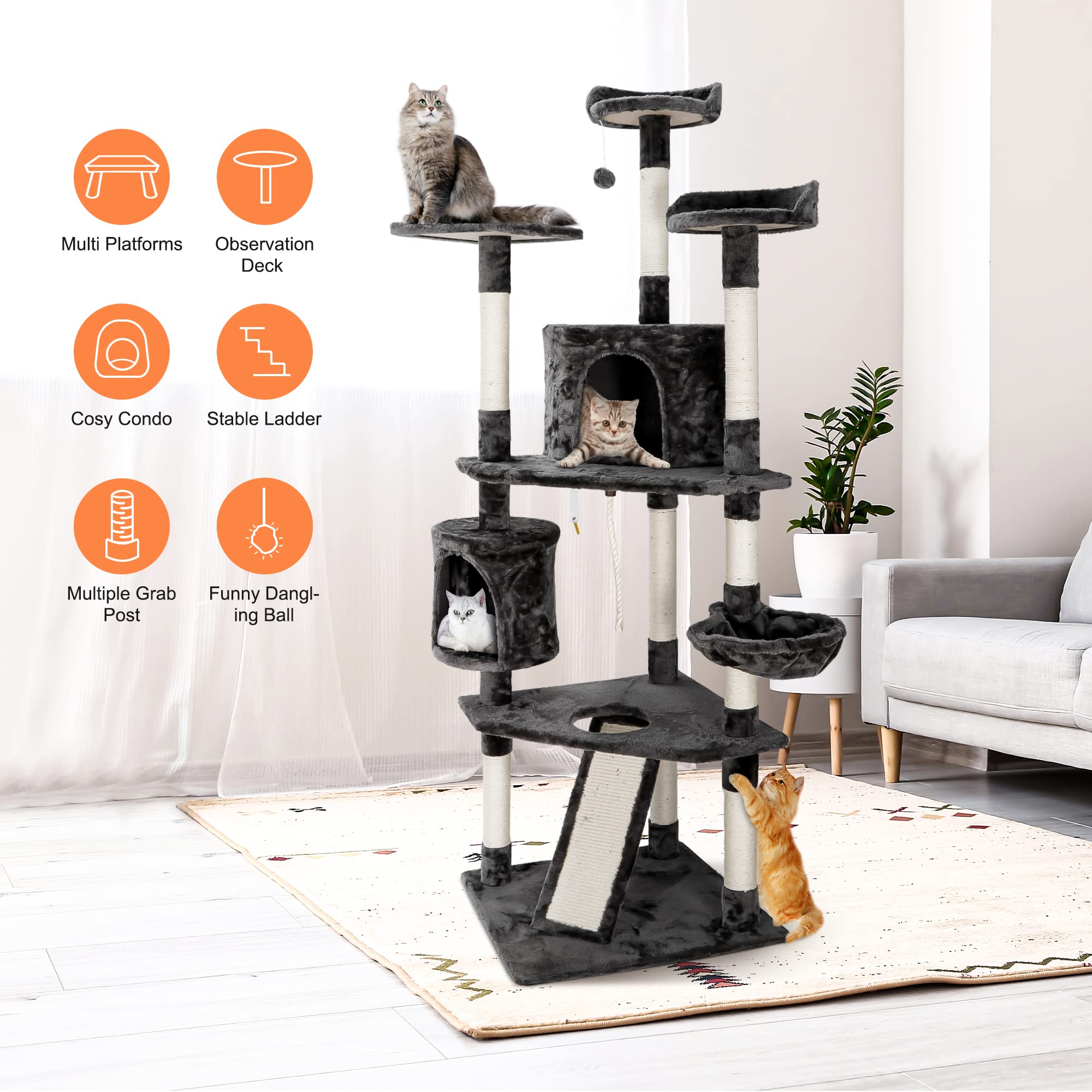 Go Pet Club Black And Brown 70 Forest Cat Tree With Giant