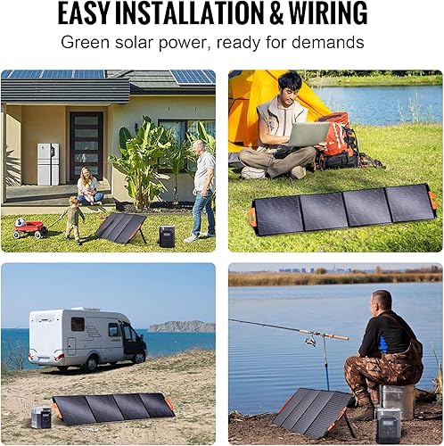 Miniatura 6 de VEVOR Panel solar monocristalino portátil, cargador solar monocristalino plegable de 200 W, panel solar de 23% de eficiencia con salida MC4,