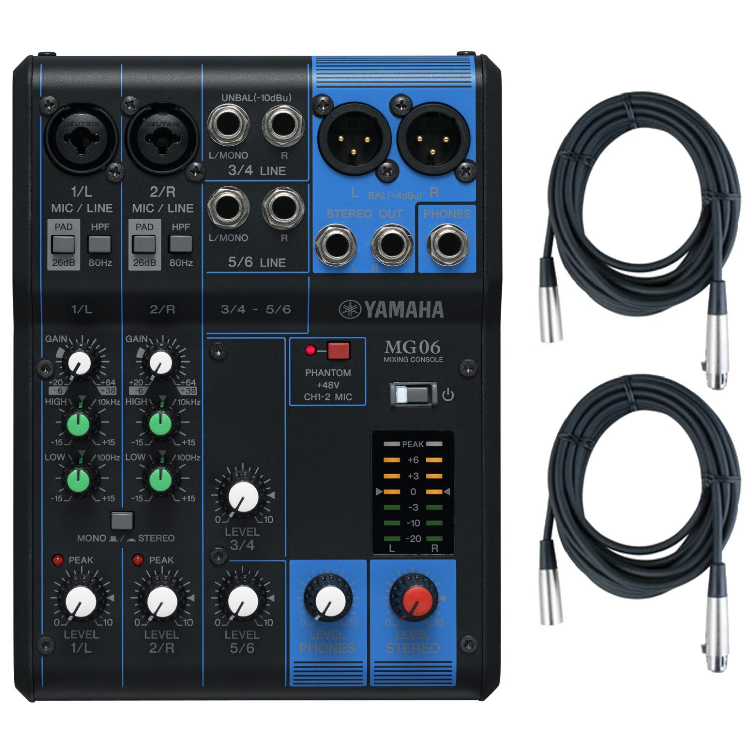 Amazon | Yamaha MG06 6入力ステレオミキサー 20フィート XLRマイク  