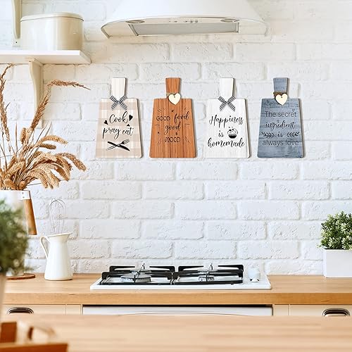 Miniatura 6 de Chunful Letrero decorativo de pared para tabla de cortar de cocina, 4 x 7 pulgadas, decoración rústica de madera para colgar en la pared, bandeja