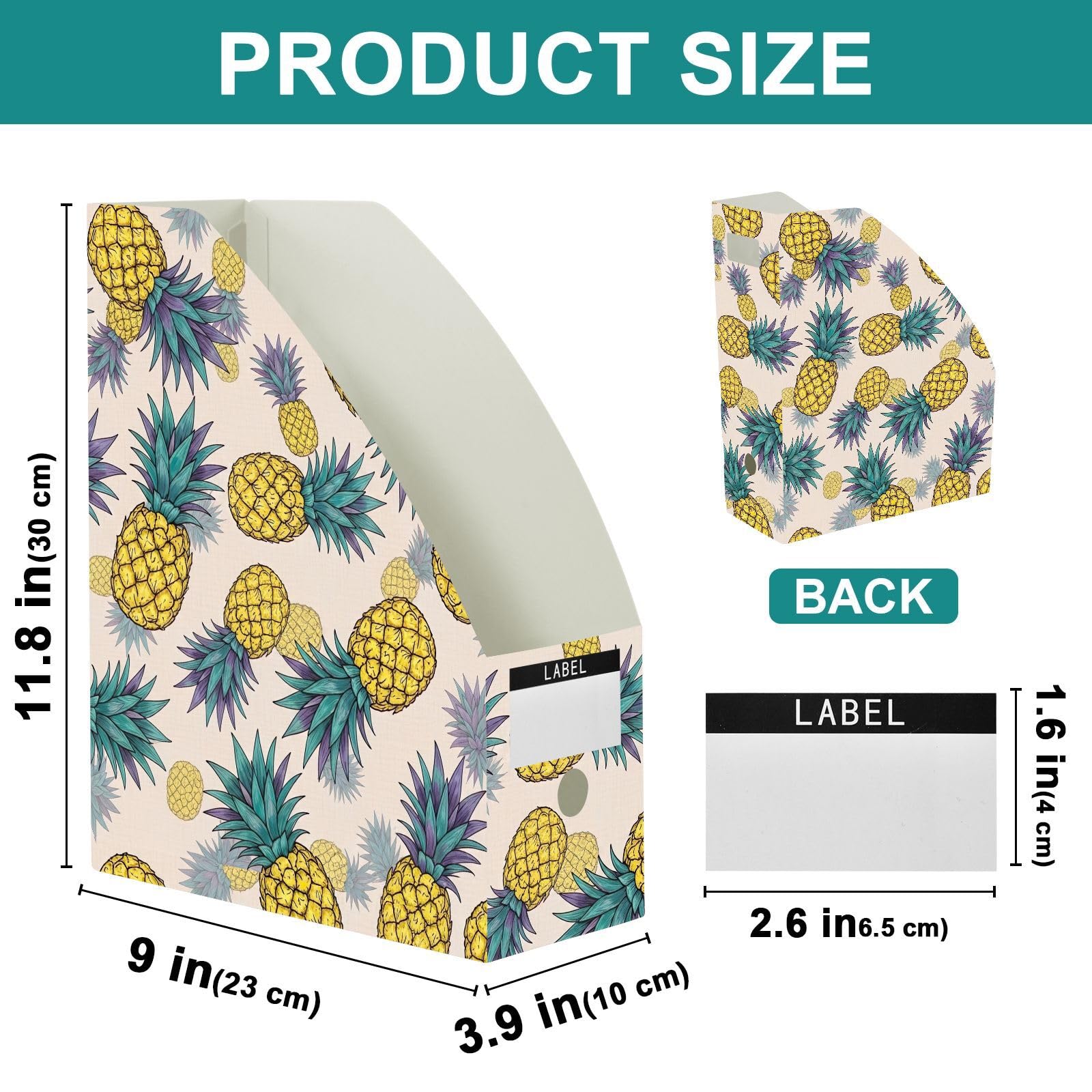 Kreskówkowy ananas beżowy organizer na dokumenty dla czytelników