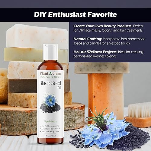 Miniatura 7 de Aceite de semilla de comino negro, 16 onzas líquidas, sin refinar, prensado en frío, 100% puro, aceite de kalonji de Nigella Sativa natural para el