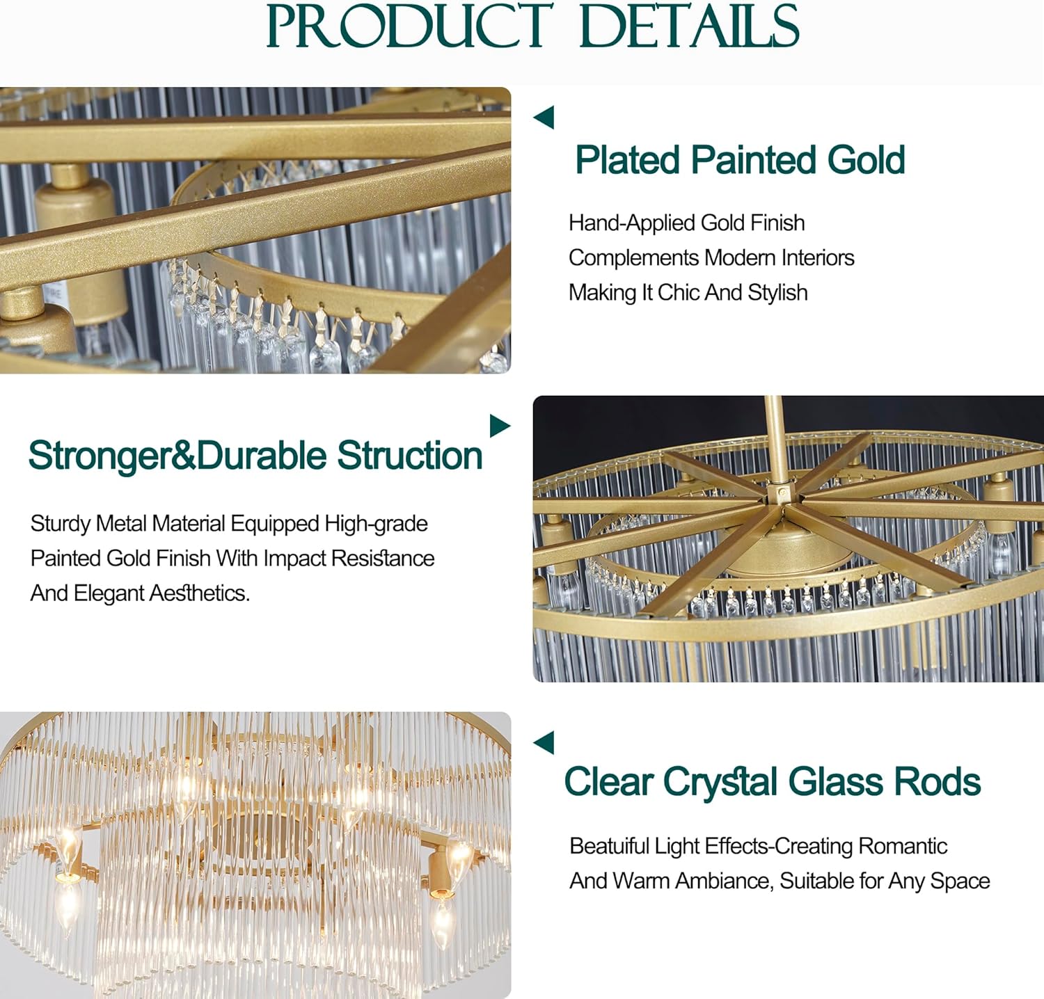 D23.6 Modern Glass Chandeliers for Dining Room 2-Tier Gold Crystal Chandelier Lamp 8 Lights Round Pendant Light Fixture Kitchen Ceiling Lighting Entryway Foyer