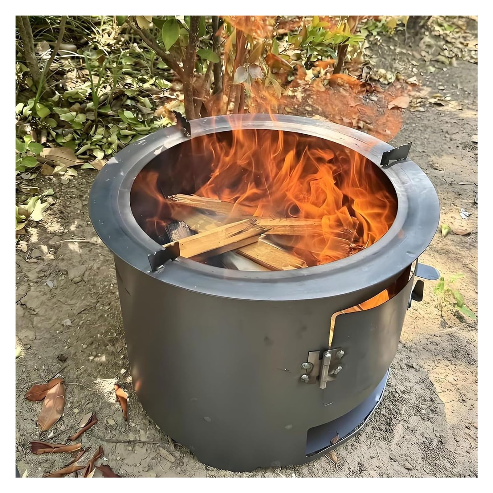 Chauffage De Tente Camping Portable Avec Grille De Cuisson Pour Le Camping | Réchaud De Tente Bois Avec Poignée Multifonctionnel, Réchaud À Fusée À Charbon De Bois Porte À Verrouillage(1PC)