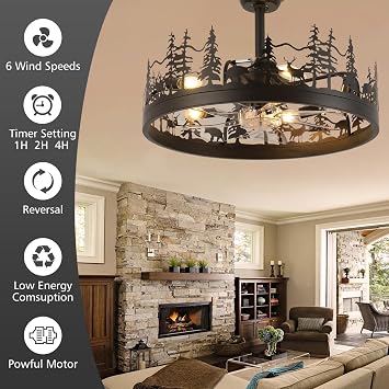 Rustic Ceiling Fans with Lights, 23 Deer Antler Ceiling Fan