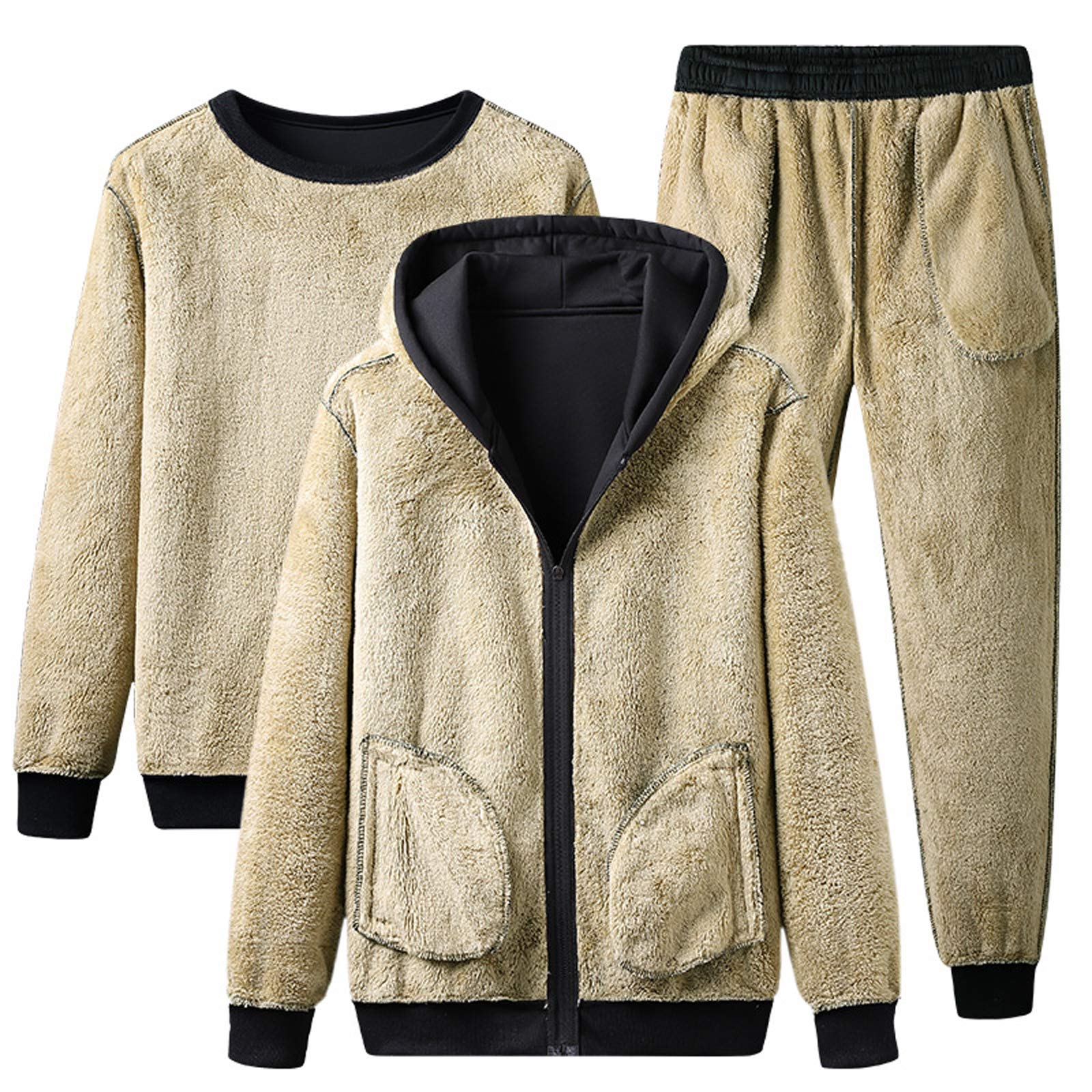 Hombre Tallas Grandes 2 Piezas/ 3 Piezas Invierno Conjunto de Chándal de Forro Polar Ropa de Deporte de Jogging (S-6XL)