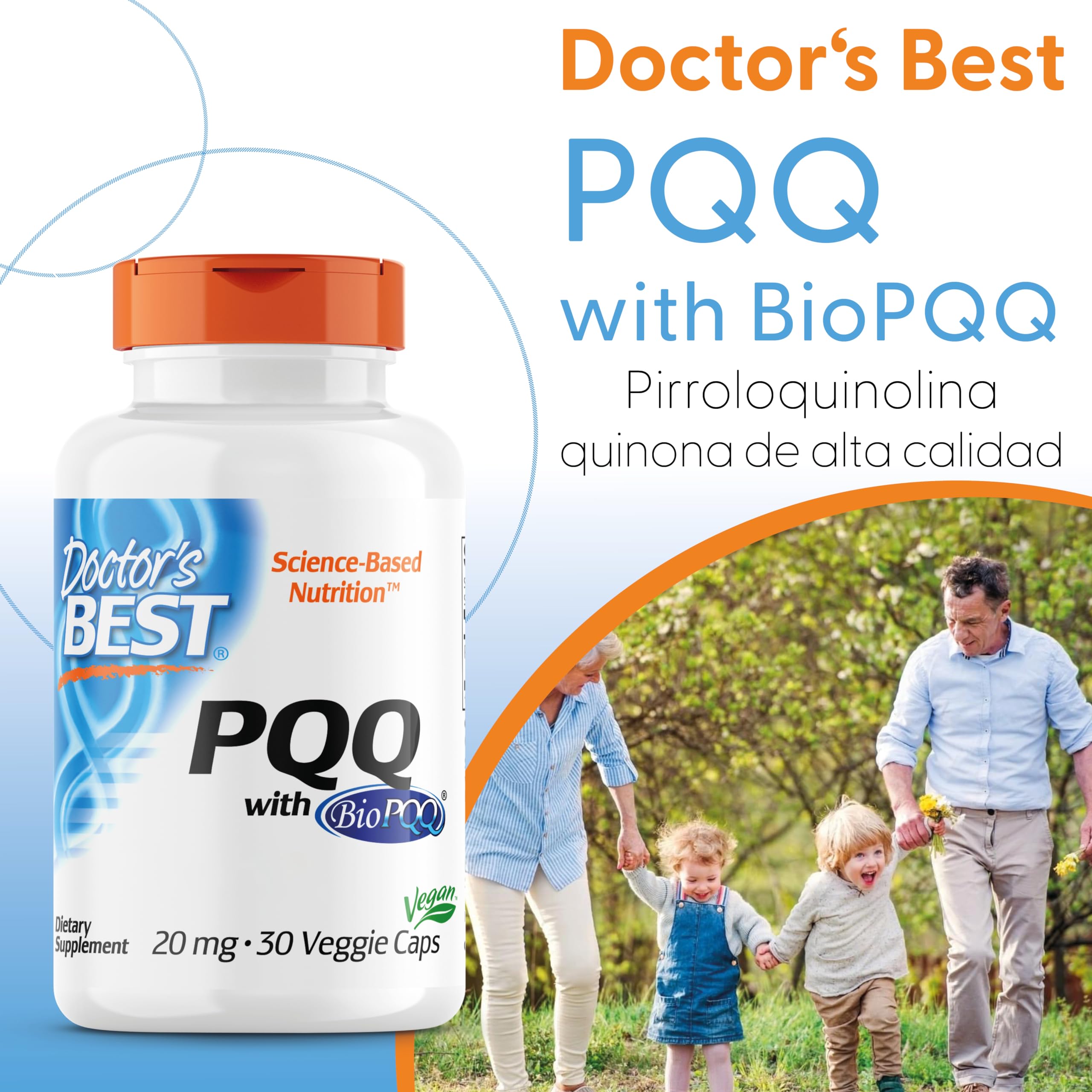Doctor's Best, PQQ (Pyrroloquinoline Quinone), con BioPQQ, 20mg, 30 Cápsulas veganas, Altamente Dosificadas, Probadas en Laboratorio, Sin Soja, Sin Gluten, No GMO