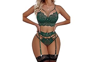 Seductive Silhouette: Avidlove's Captivating Dark Green Lingerie Set