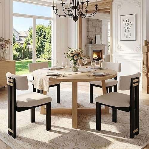 Miniatura 30 de Wahson Juego de 2 sillas de comedor estilo granja, sillas de cocina modernas de mediados de siglo tapizadas en carbón con patas de madera negra,