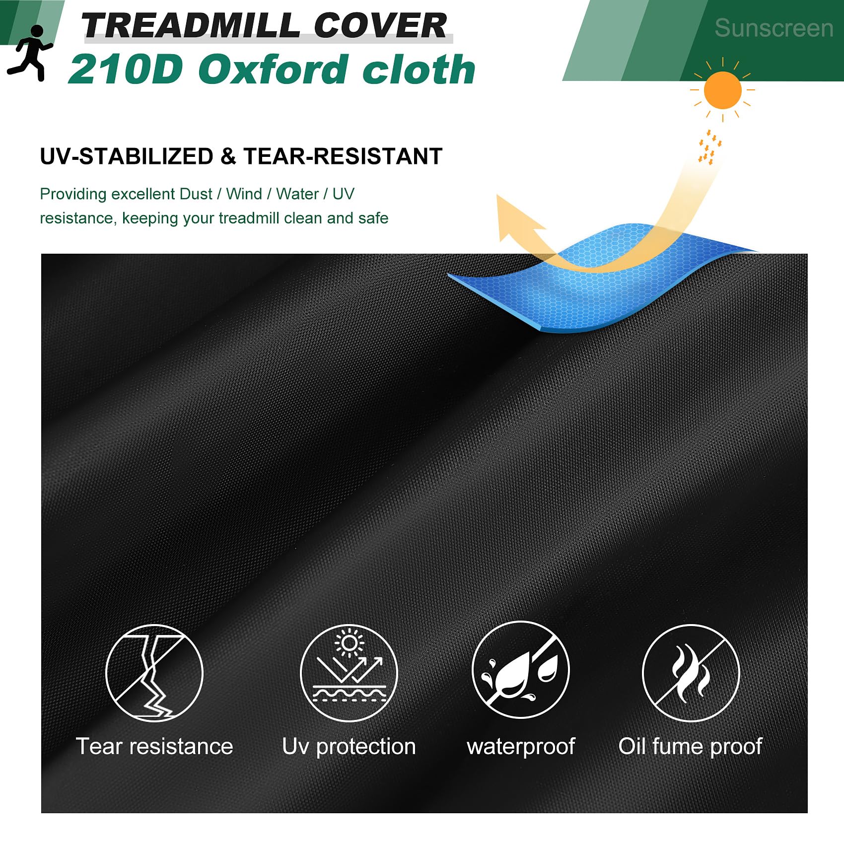 Housse de protection pour bande de course non pliable - Convient pour l'intérieur ou l'extérieur (noir)