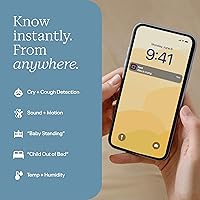 Vista 3 de Nanit Essentials - Monitor inteligente para bebé con soporte de suelo, cámara Wi-Fi HD de 1080p, monitoreo de respiración sin sensores, seguimiento
