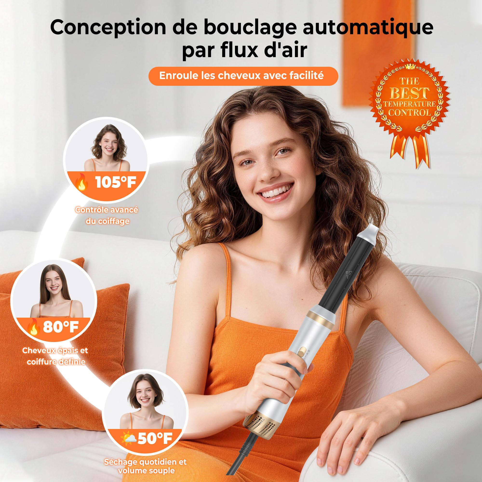 Hairstyler 5 in 1, [110.000 U/min] Hair Styler Set et Brosse Soufflante, [350g] Haarstyler Multistyler pour Boucler et Lisser en Douceur, Föhnbürste Coffret pour Coiffage Quotidien