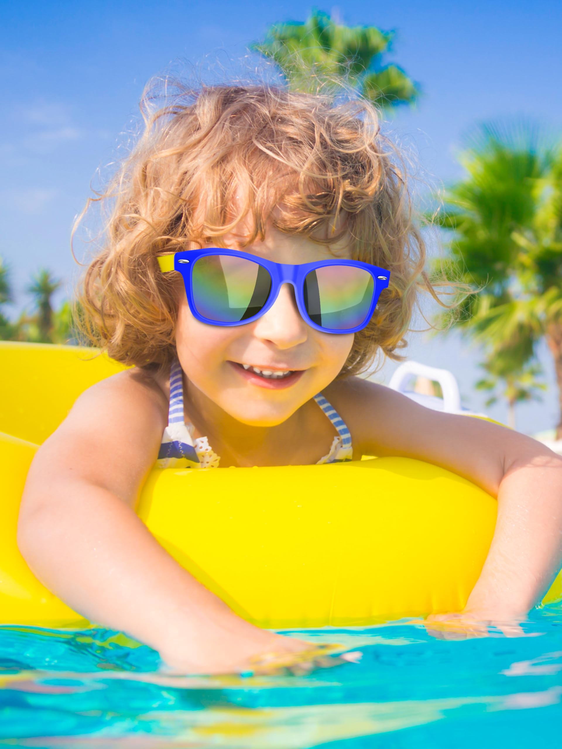 Blowata Dziecięce okulary przeciwsłoneczne luzem, neonowe polaryzacyjne okulary przeciwsłoneczne dla dzieci, letnie okulary przeciwsłoneczne na basen, imprezę na plaży