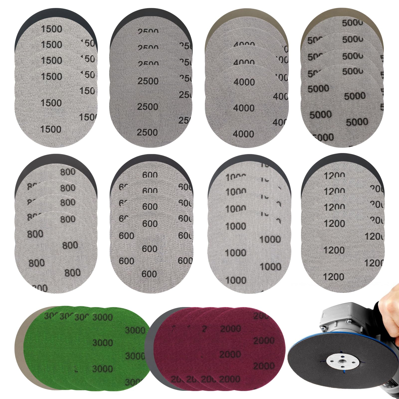 Set 120 Dischi Abrasivi Per Trapano - Grana 80-3000, Per Legno, Metallo, Verniciatura, Levigatura - Foto 7