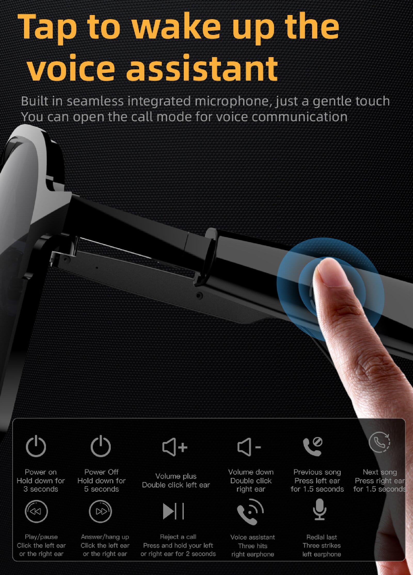 Lunettes de Soleil Audio sans Fil Intelligentes, 98% de Protection Contre Les UV et la Lumière Forte, IPX4 Waterproof, Haut-parleurs HD Stéréo pour la Musique/Les Appels/Les Jeux