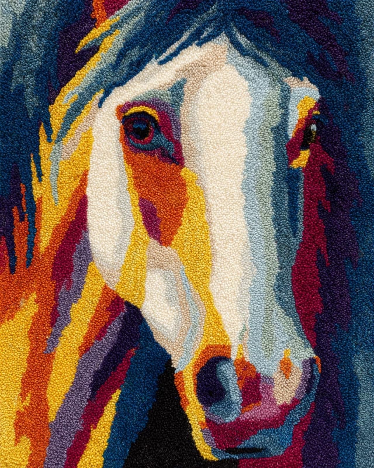 Wallphantom DIY Craft Latch Hook Rug Kits,Animal Horse