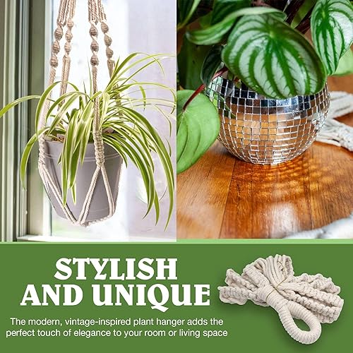 Miniatura 6 de Colgador de macramé para plantas con tres cuerdas (sin borla)  23 pulgadas  Cordón de macramé de algodón para macetas de decoración bohemia