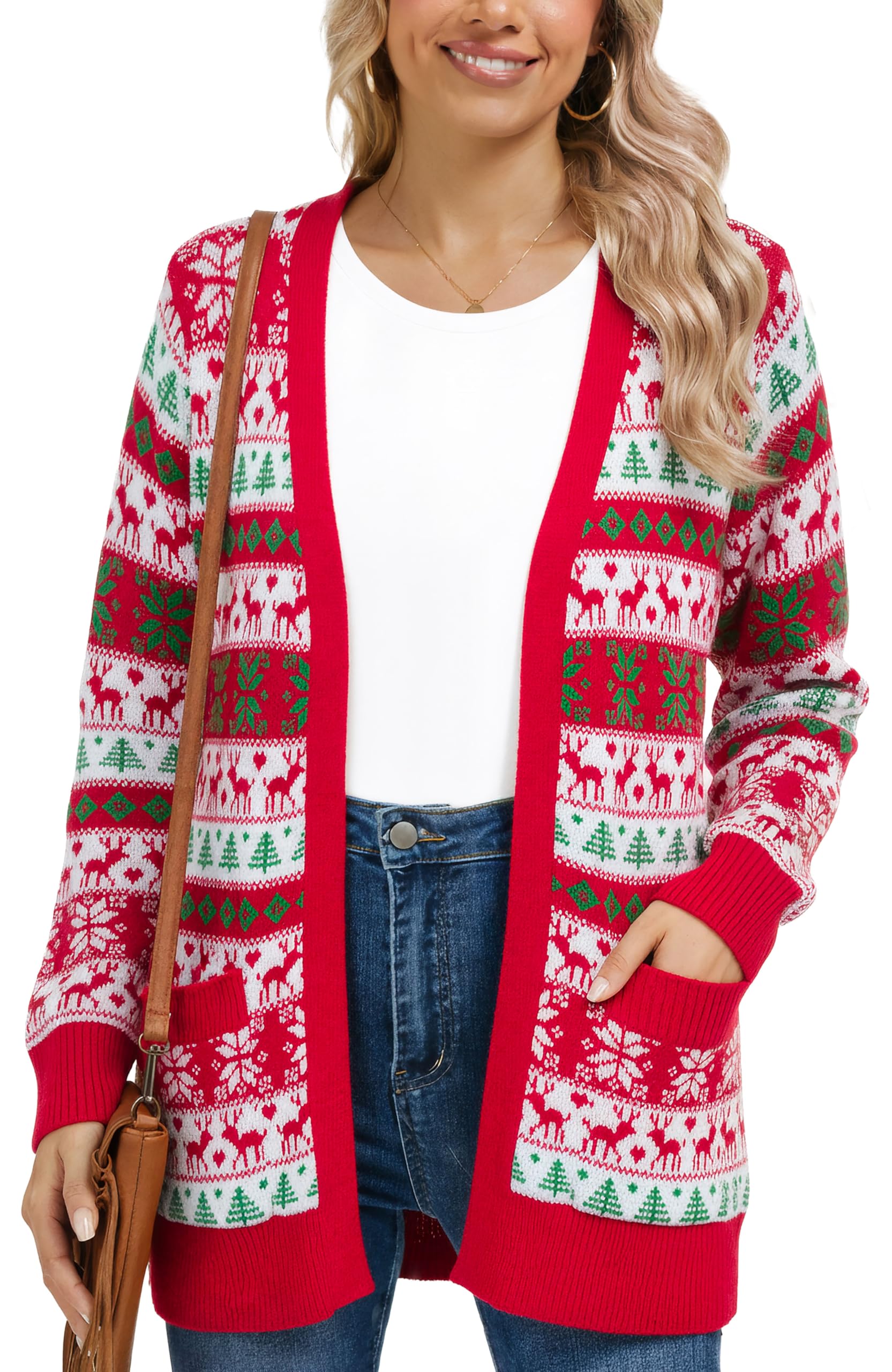 VIISHOW Women Cable Knit Cardigan Sweater V Neck Open Front Chunky Cardigan with Pocket Sweater Coat for Fall