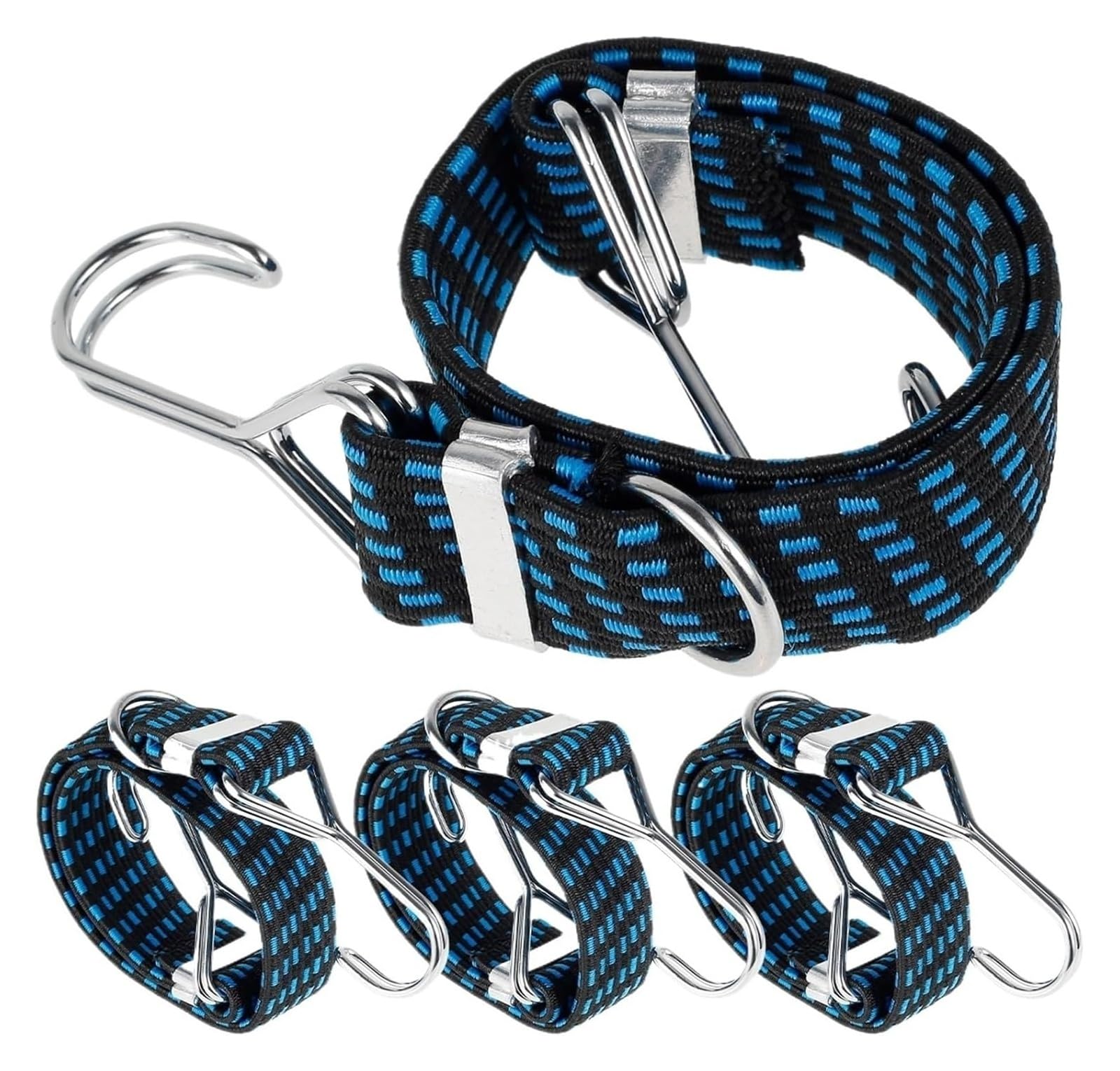 Waterproof Tarp, Elastic Bungee Cords with Hooks for Car Luggage Bikes Roof Rack Wide Flat Tie