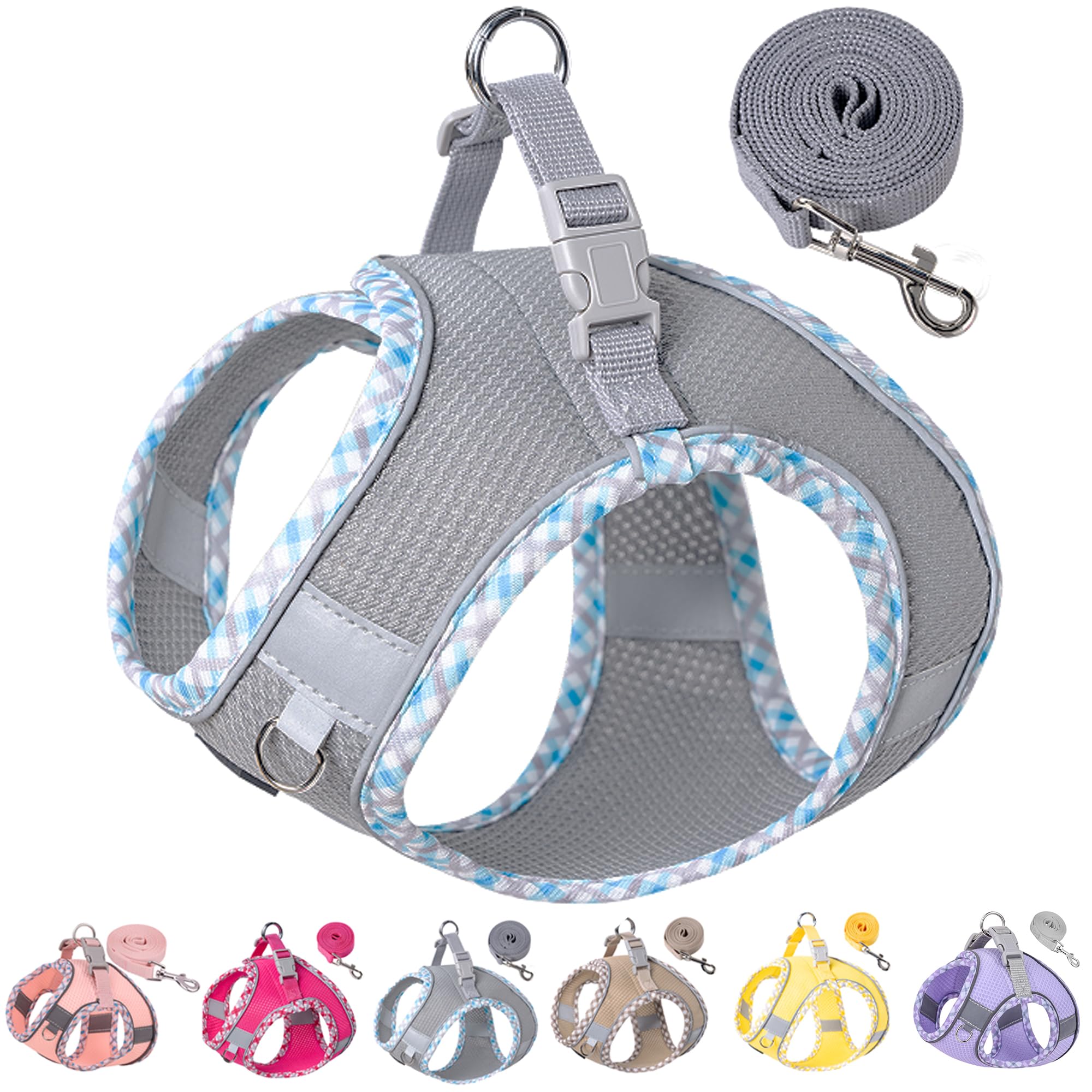 Petank Dog Harness for Small Medium Dogs No Pull, Puppy Harness and Leash Set for Walking, Running, Training, Small Dog Harness, Medium Dog Harness (Grey, M)