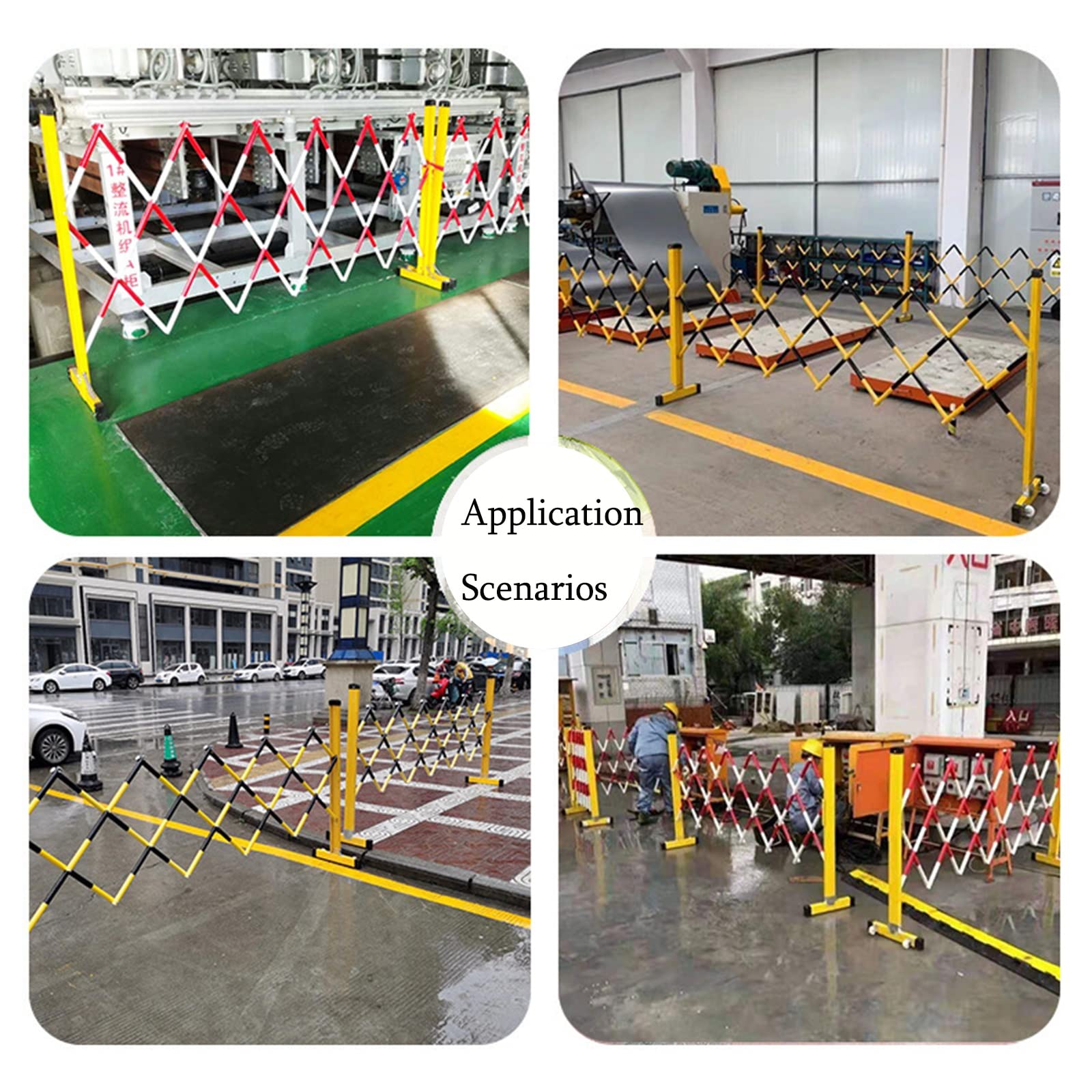 Valla de seguridad retráctil, barrera de tráfico expandible con ruedas, valla de construcción temporal para control de multitudes