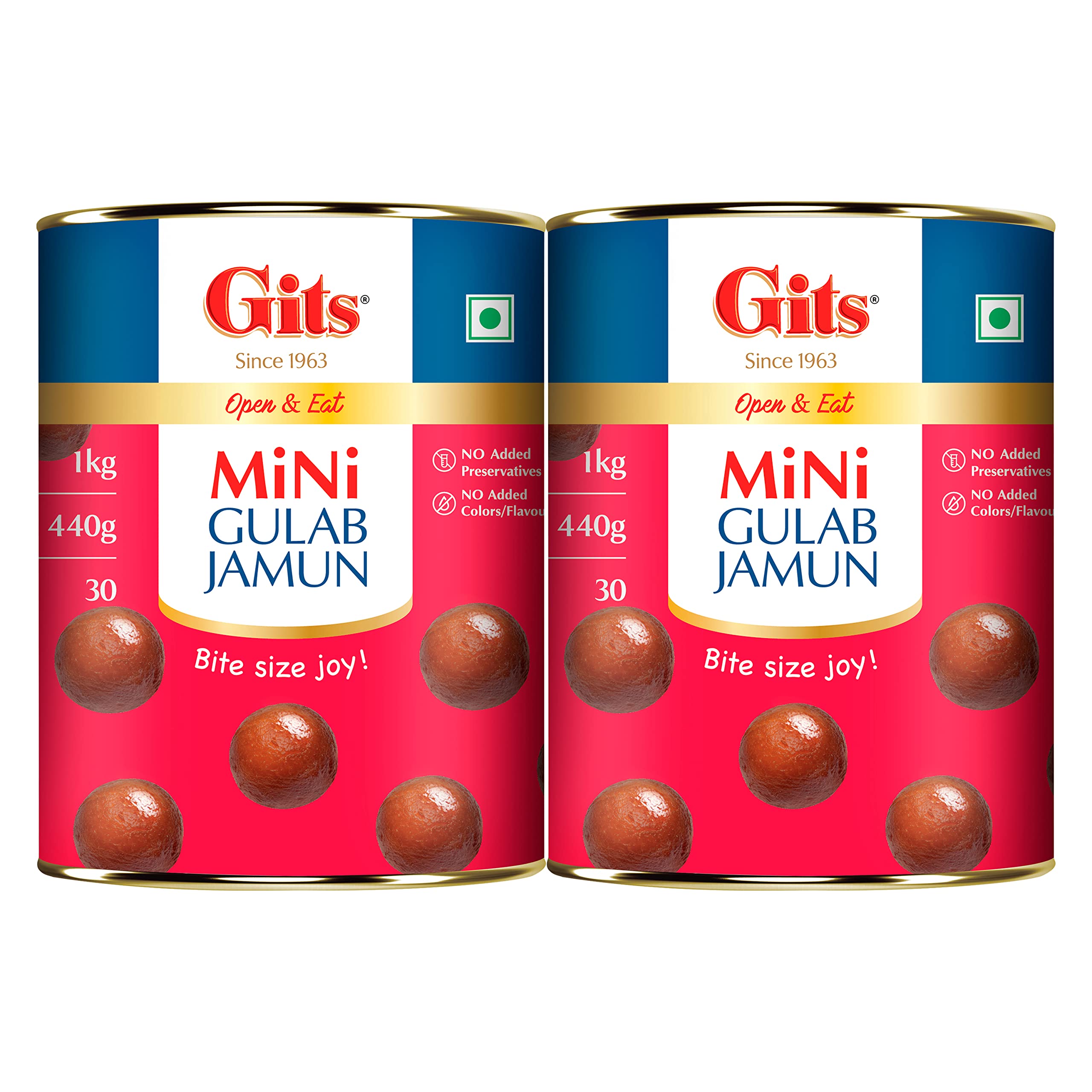 Gits Open & Eat Mini Gulab Jamun, 30 Pieces Per Can, Mouth-Watering Indian Mithai, 2Kg (Pack of 2 x 1Kg Each) (B0B93SV6KV) Amazon Price History, Amazon Price Tracker