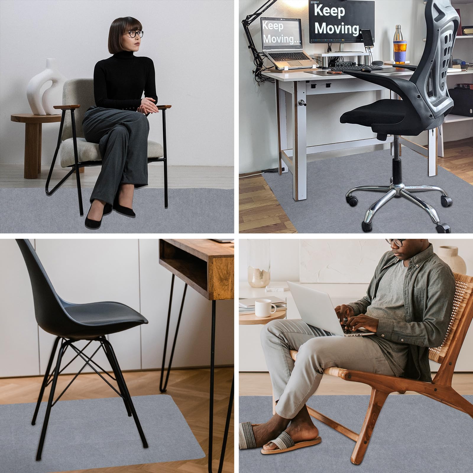 Tapis de Polyester Chaise Antidérapant en Bureau Gaming | Protection du Sol, Base Non Glissante, Douceur Supplémentaire, Style Simple et Chic, pour Chaise de Bureau