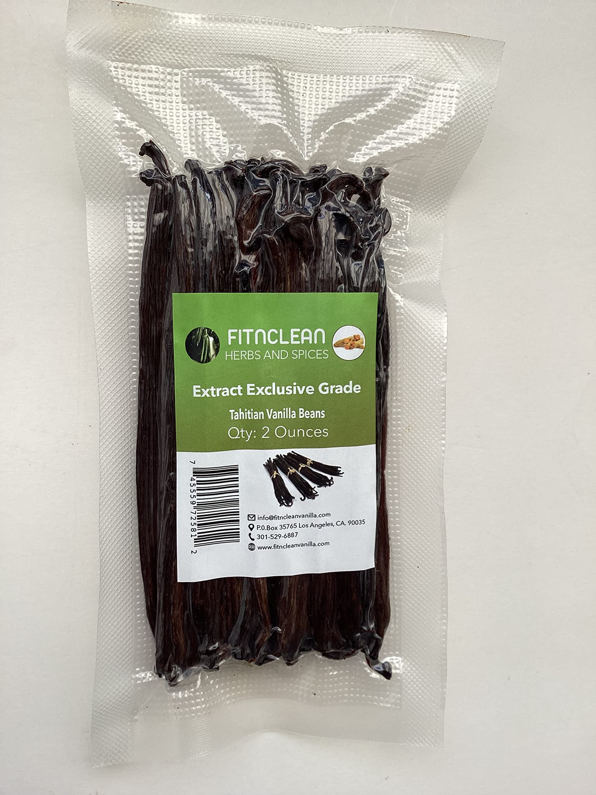 2oz. Tahitian Vanilla Beans Grade B Extract Exclusive (1/8 Lb) Bulk|4"-5" Whole Natural Raw NON-GMO PODS by FITNCLEAN VANILLAUSDA Organic