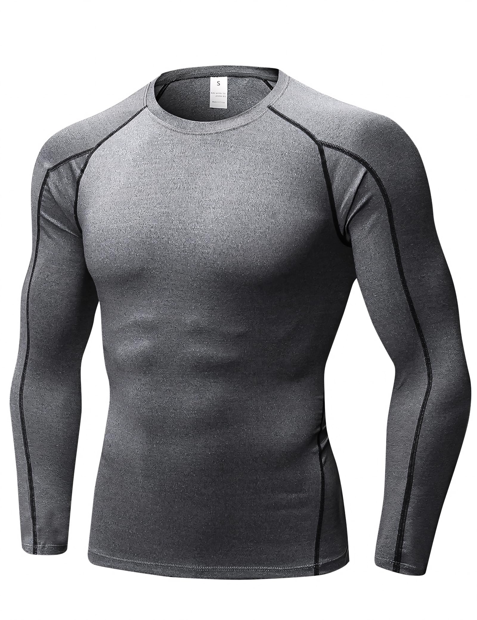 Men's Long Sleeve Fitted Compression Shirt, Cool Dry Base Layer for Men