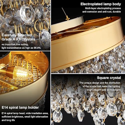 Miniatura 3 de CEENWE Candelabro moderno de cristal de lujo, 5 luces, techo lineal, elegante colgante colgante transparente, ajustable, escalera con base E12, 5