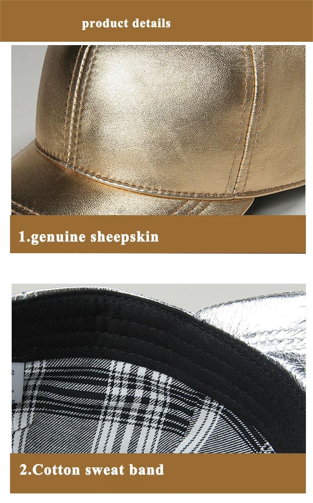 Gorra de béisbol unisex de piel auténtica para hombre y mujer, para exteriores, brillante