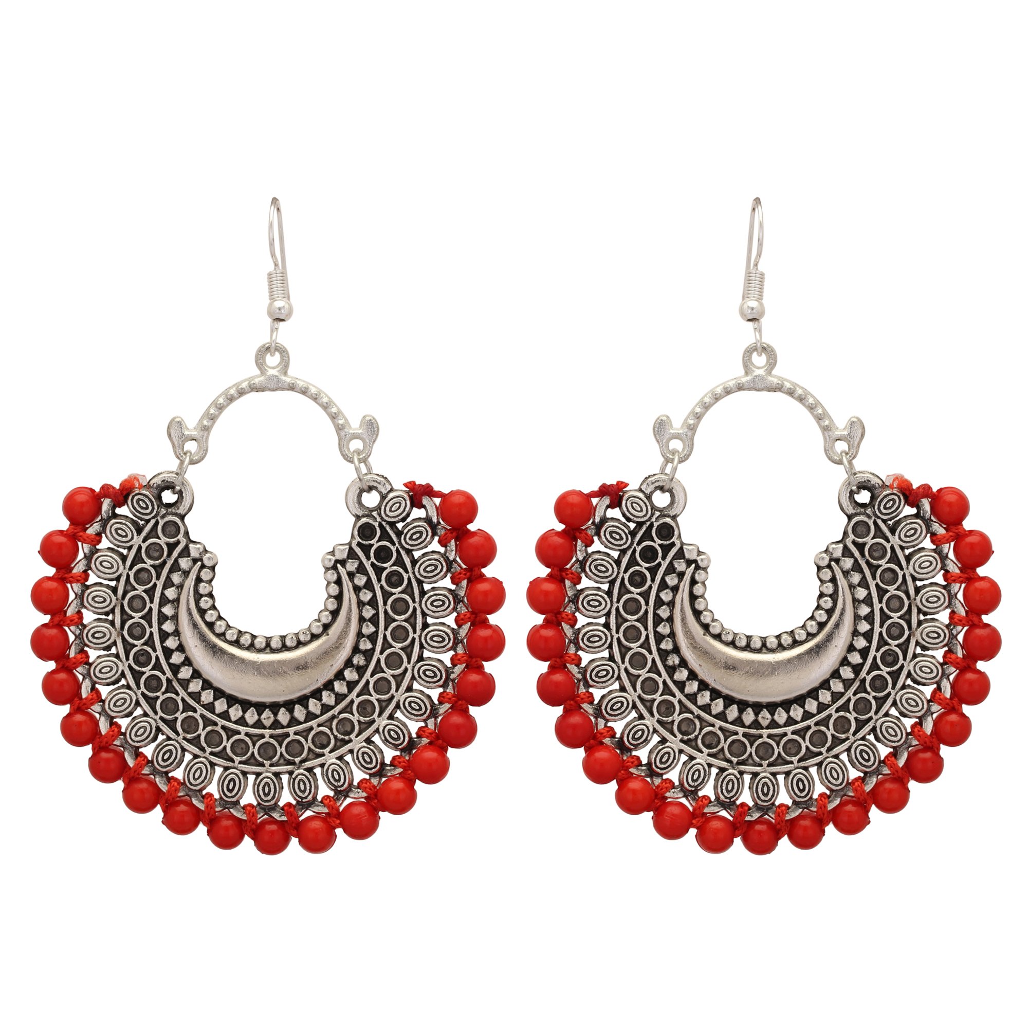 Shreyadzines Designer Afghani Bohemian Tribal Oxidized Dangle Earrings for Women and Girls (Red) (B07FCGG77M) Amazon Price History, Amazon Price Tracker