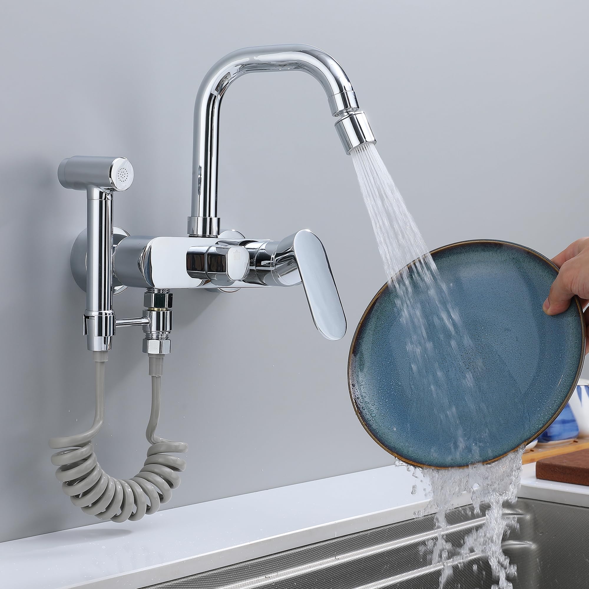 Multifunctionele Keukenkranen Wandmontage Hedendaagse Keukenkraan Wandmontage Warme en Koude Kraan Wandmontage Wastafel Kraan draaibaar Multifunctioneel 360 ° Alle Koper met Spuitpistool-20CM_A Multifunctionele Keukenkranen Wandmontage Hedendaagse Keukenkraan Wandmontage Warme en Koude Kraan Wandmontage Wastafel Kraan draaibaar Multifunctioneel 360 ° Alle Koper met Spuitpistool-20CM_A