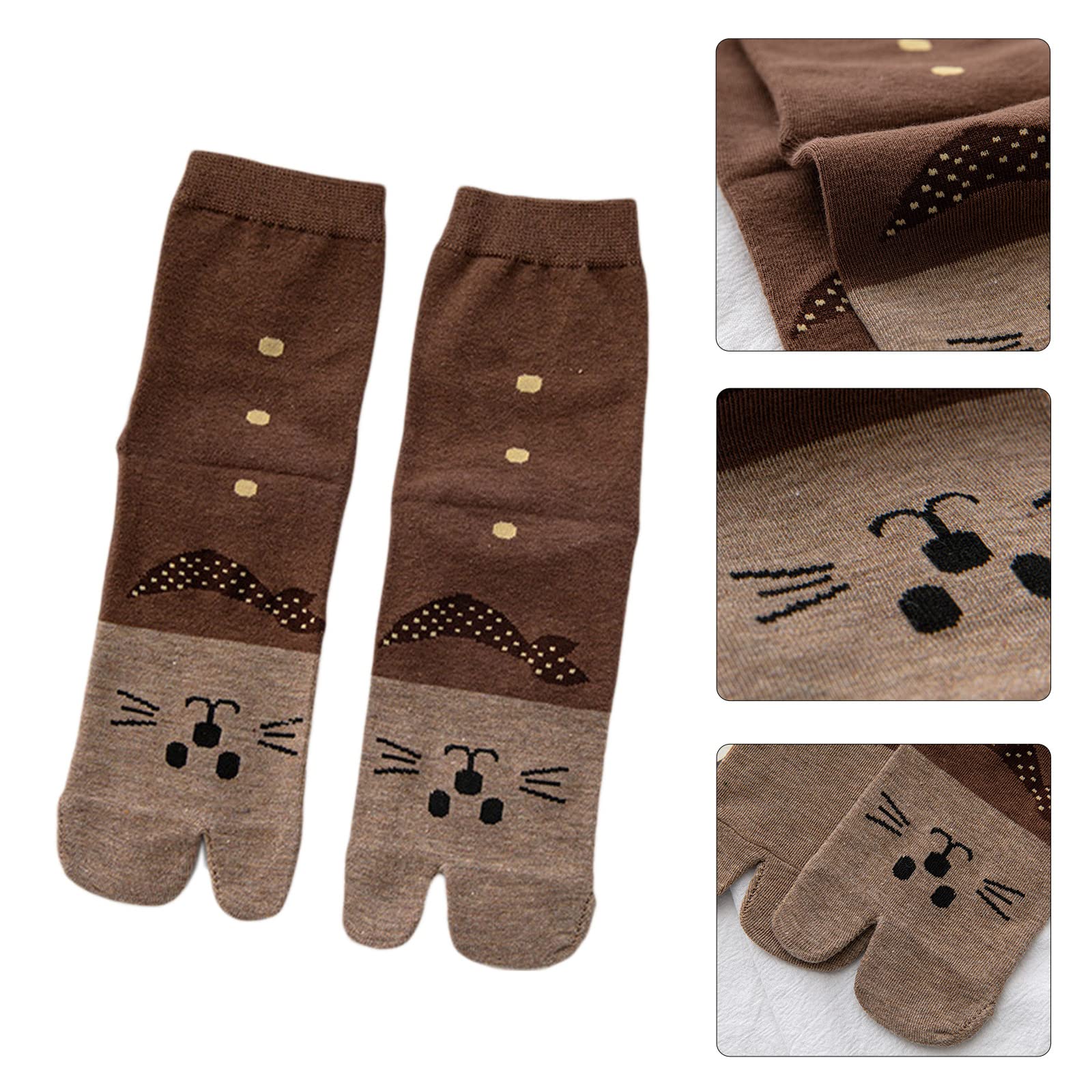 Nawwgy Women Cotton Split 2 Toe Kimono Socks for Cat Print Hos