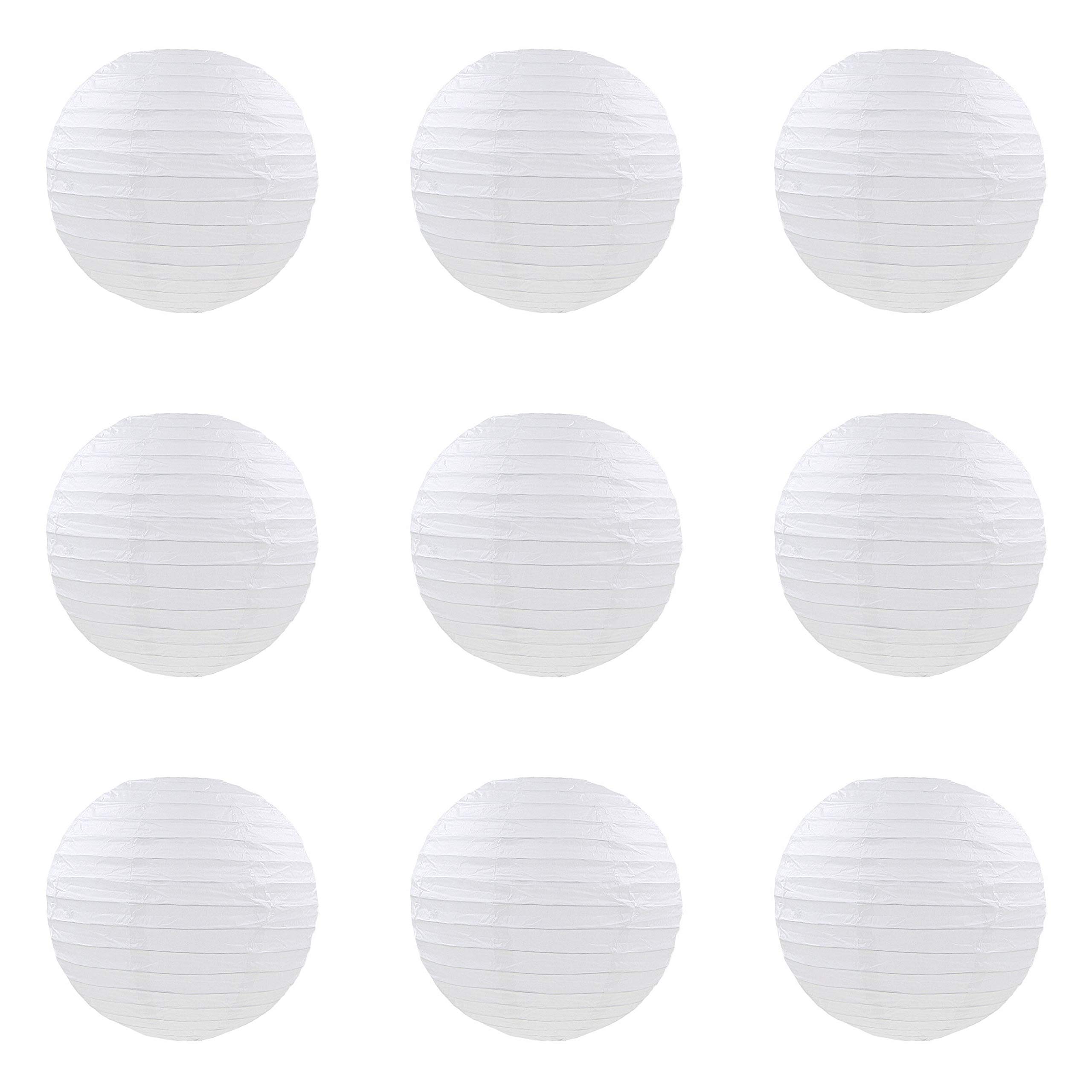 ACVIP Chinese Paper Lantern Lampshade Home Party Wedding Decor, Pack of 9 (4", White)