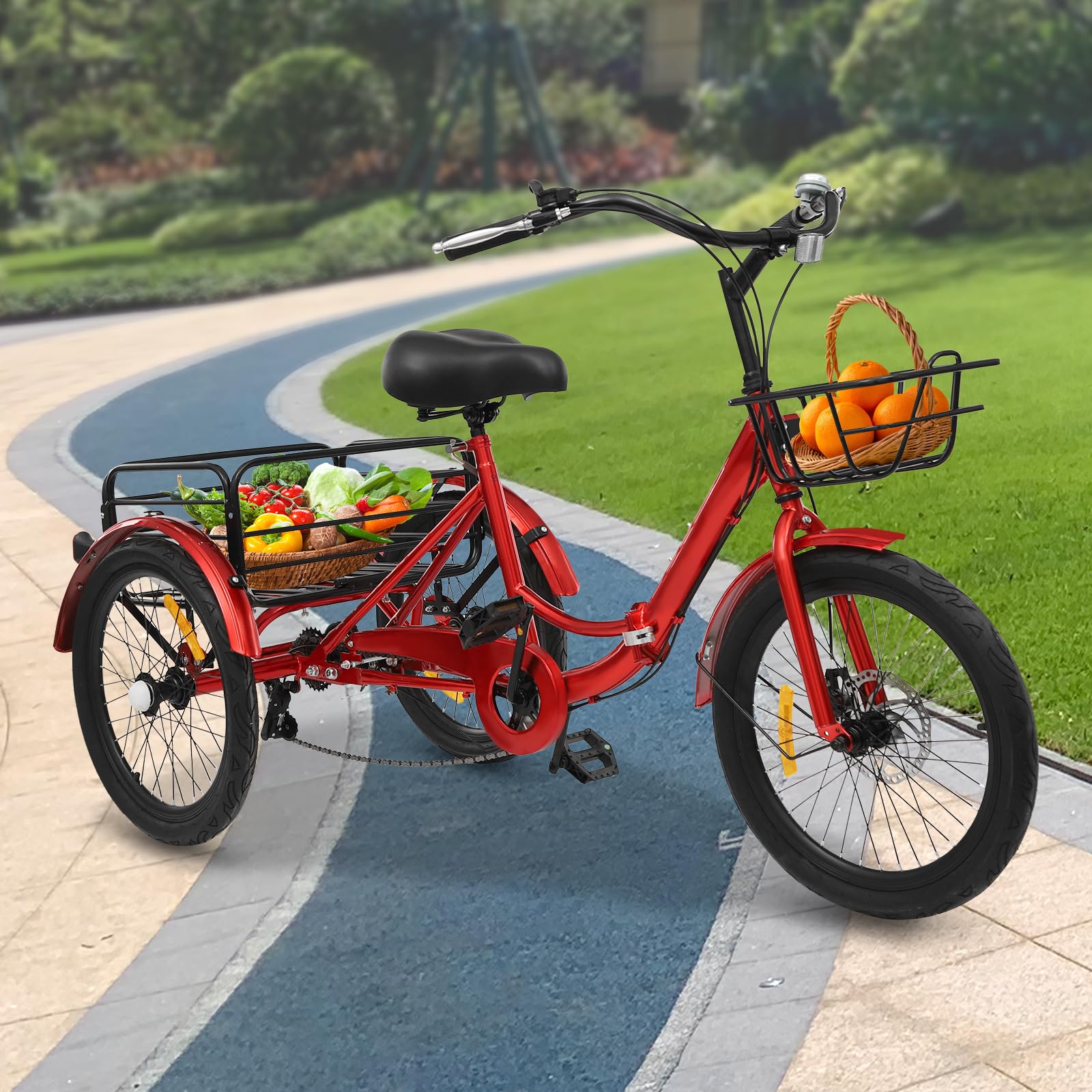 Triciclo para Adultos Plegable de 20con 3 Ruedas Bicicleta Ajustable para Adultos Bicicleta de Pedal