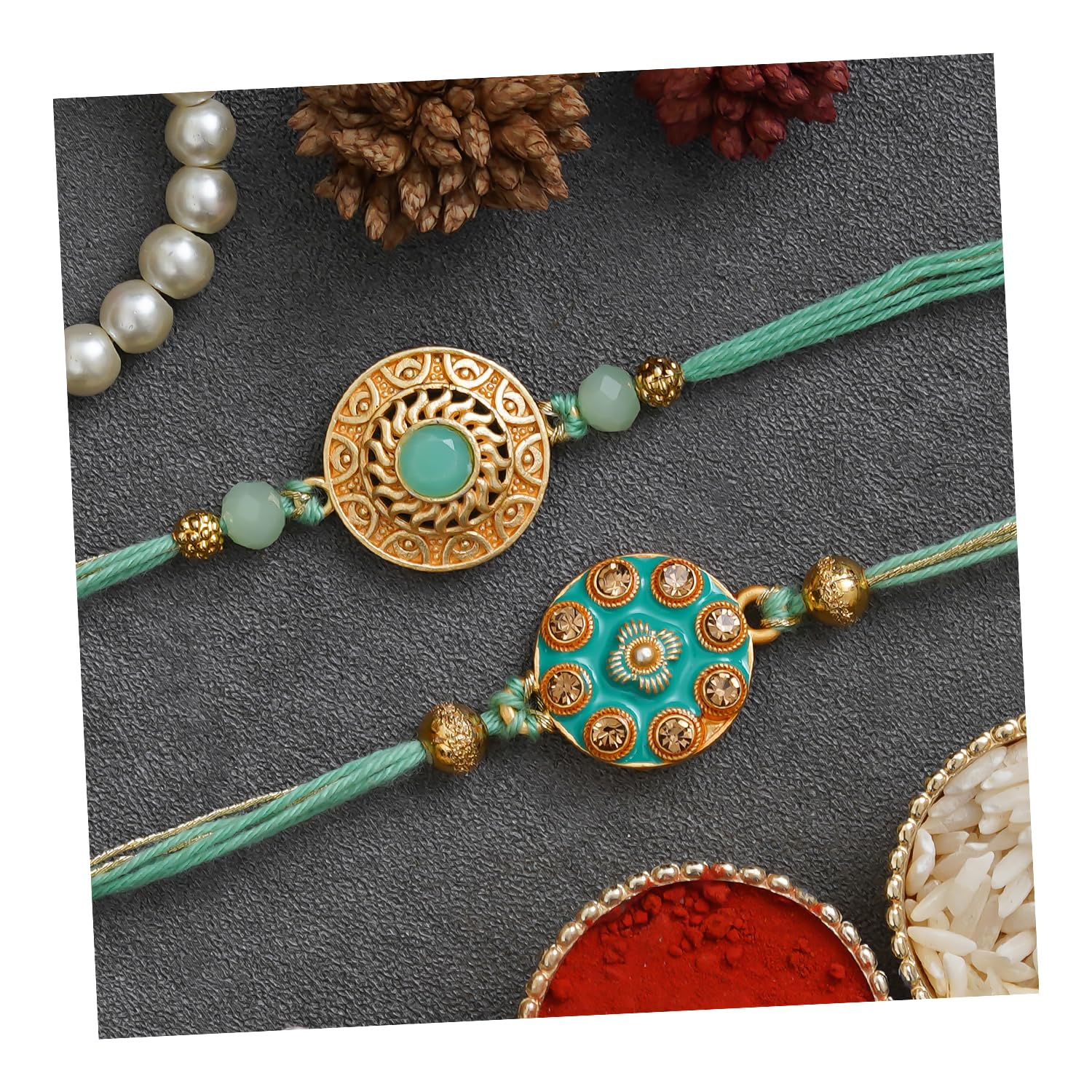 eCraftIndia Light Blue & Golden Set of 2 Premium Designer Rakhis with Roli Chawal Pack - Rakhi for Brother, Bhaiya, Bhai (B0C6PXFRT1) Amazon Price History, Amazon Price Tracker