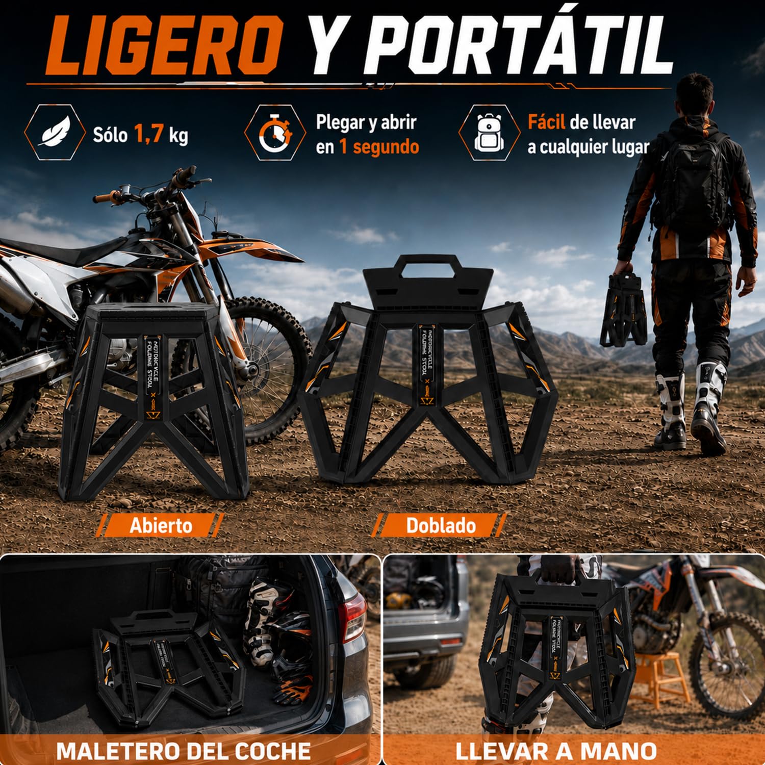 Soporte de moto plegable universal Motocross Enduro Eléctrico Dirt Bike