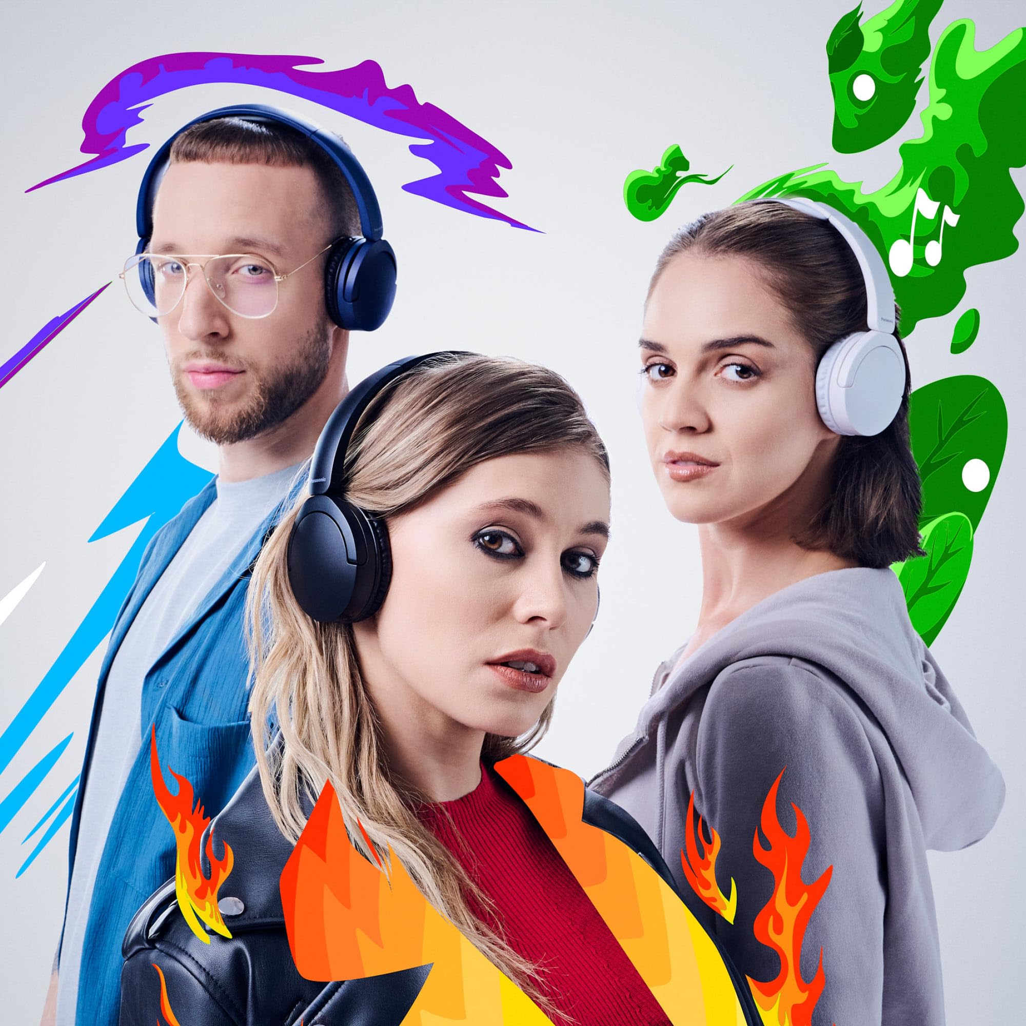 Panasonic HF630B, Street Auriculares Inalámbricos, Supraurales, Micrófono Integrado, Bluetooth 5.3, Multipunto, Diseño Giratorio, hasta 72 Horas De Reproducción, USB-C, Blanco