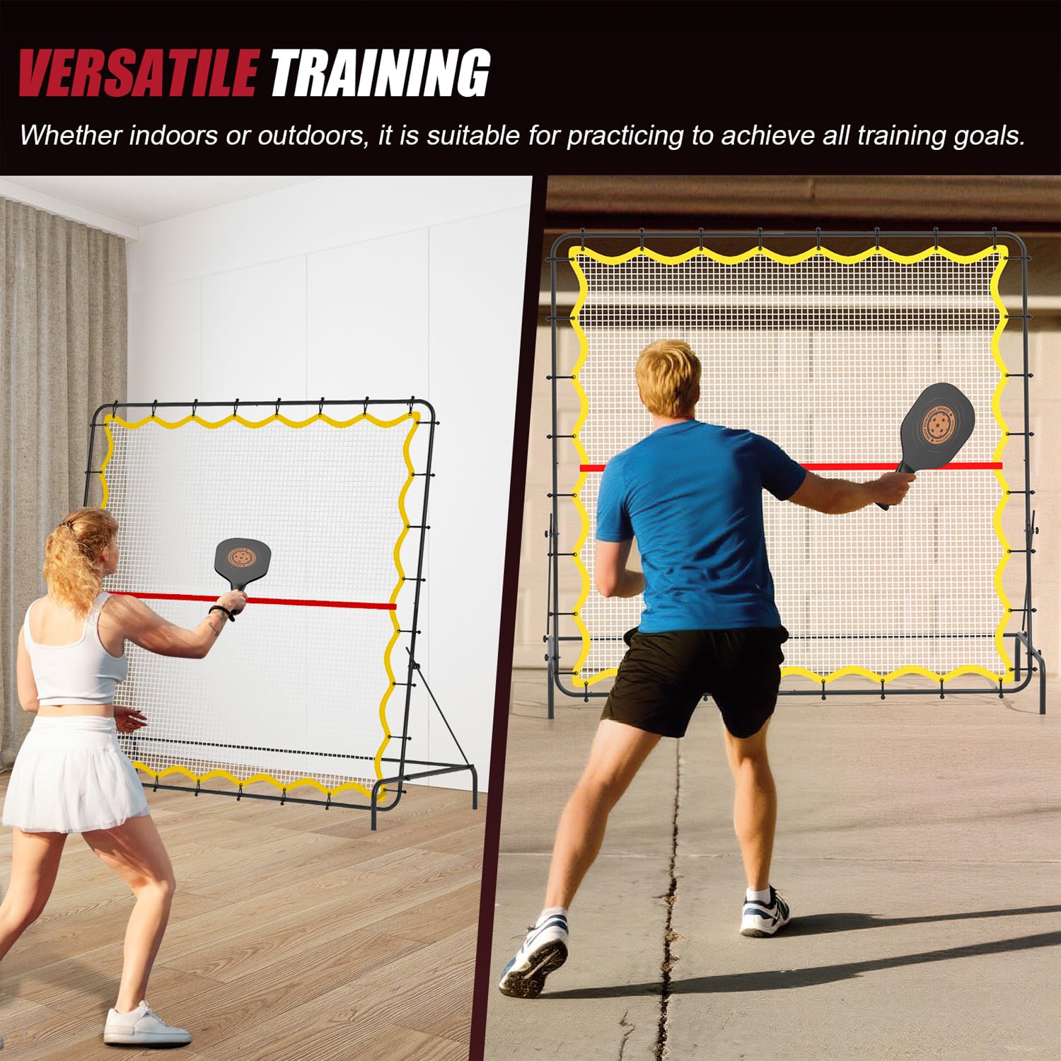 Rete da rimbalzo per pickleball, 2 m, portatile, con inclinazione regolabile, per allenamento sportivo indoor e outdoor
