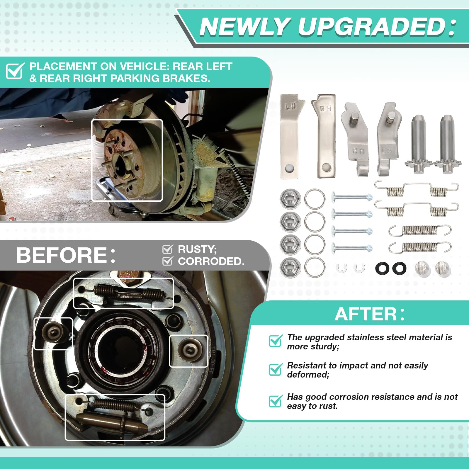 Snapklik.com : PQY Stainless Rear Parking Brake Hardware Kit Park Brake ...