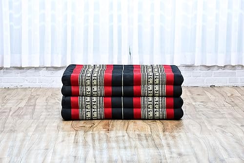 Miniatura 5 de Leewadee - Colchón tailandés plegable grande, 82 x 46 x 3 pulgadas, cama de invitados, cama triple plegable, cojín de masaje tailandés TV asiento de