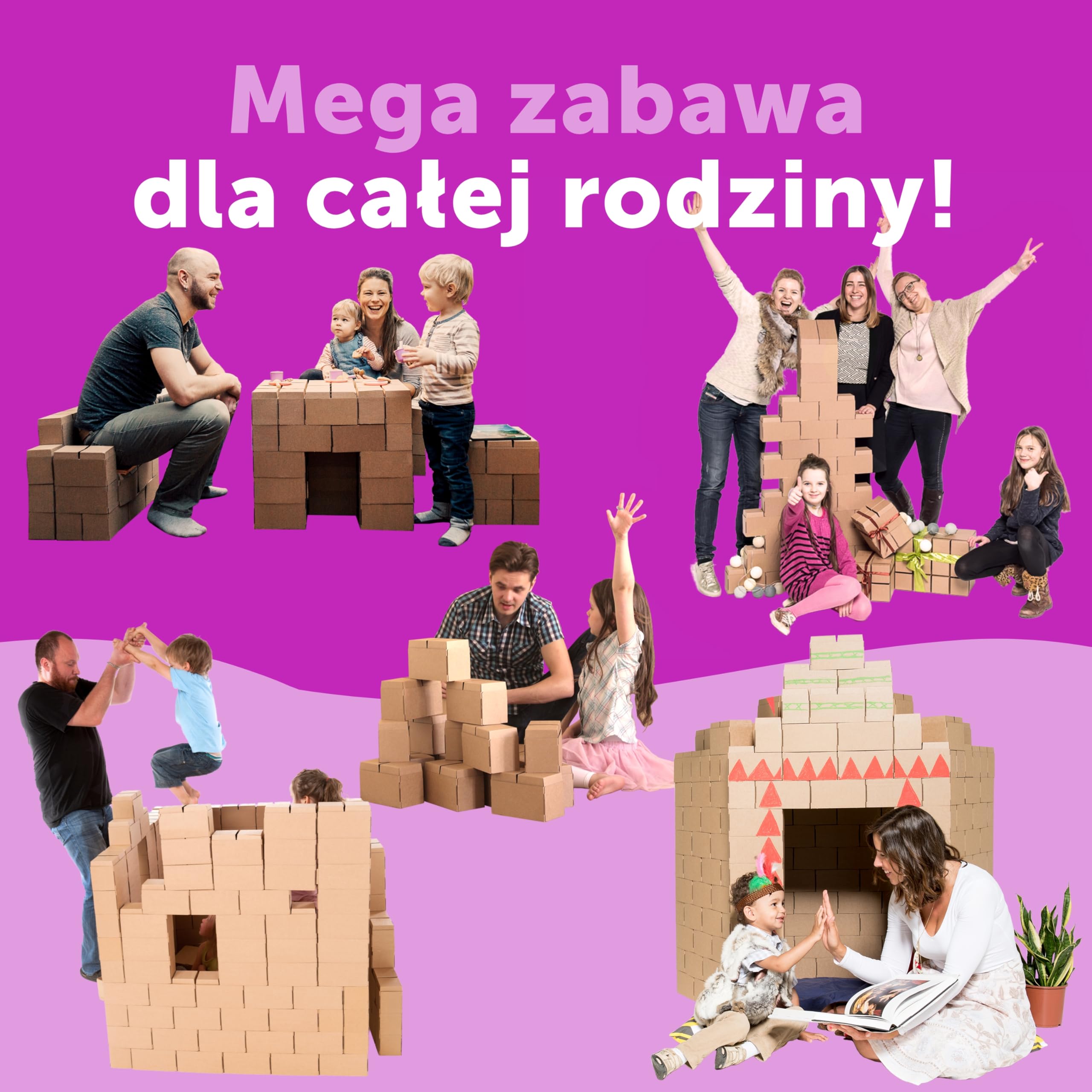 GIGI Bloks 96 XL Duże klocki konstrukcyjne dla dzieci, Kartonowe klocki do układania i łączenia | Wytrzymałe i łatwe w montażu | Kreatywne i edukacyjne zabawki budowlane naturalnej wielkości