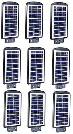 R'mart 24 Watt Waterproof Solar Led Street Light with Integrated Solar Panel for Outdoor Purposes Solar Light Set (Pack of 9)